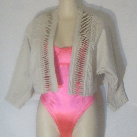 HEI HEI Anthropologie Cotton Linen Dolman Crop Ladder Jacket Top size XS/S - Picture 1 of 11